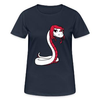 schlange weiblich frau huebsch girl maedchen sexy - Frauen T-Shirt atmungsaktiv - Dunkelnavy - Vorne - AI Model Female 172 light (172cm)