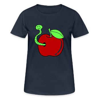 wurm apfel - Frauen T-Shirt atmungsaktiv - Dunkelnavy - Vorne - AI Model Female 172 light (172cm)