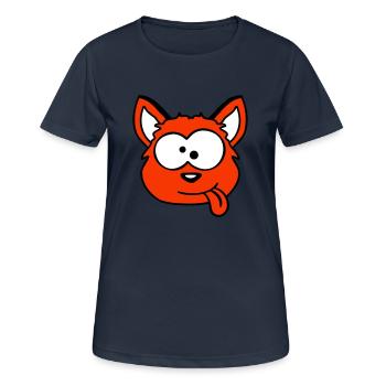 Hund Fuchs Lustige Grimasse Schielen Zunge Raus - Frauen T-Shirt atmungsaktiv - Dunkelnavy - Vorne - AI Model Female 172 light (172cm)