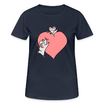 großes Herz - Frauen T-Shirt atmungsaktiv - Dunkelnavy - Vorne - AI Model Female 172 light (172cm)