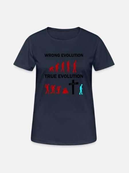 true evolution jesus - Frauen T-Shirt atmungsaktiv - Dunkelnavy