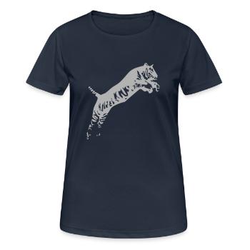 Tiger - Frauen T-Shirt atmungsaktiv - Dunkelnavy - Vorne - AI Model Female 172 light (172cm)