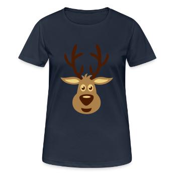Rentier (reindeer) - Frauen T-Shirt atmungsaktiv - Dunkelnavy - Vorne - AI Model Female 172 light (172cm)