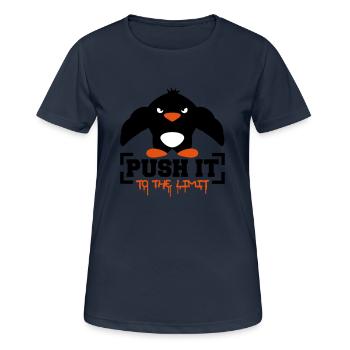 Push It To The Limit Lustiger Muskulöser Pinguin - Frauen T-Shirt atmungsaktiv - Dunkelnavy - Vorne - AI Model Female 172 light (172cm)