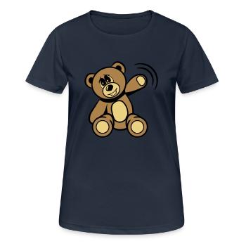 Bär winken süss - Frauen T-Shirt atmungsaktiv - Dunkelnavy - Vorne - AI Model Female 172 light (172cm)