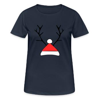 Weihnachtsmütze mit Geweih - Frauen T-Shirt atmungsaktiv - Dunkelnavy - Vorne - AI Model Female 172 light (172cm)