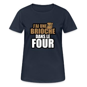 j'ai une brioche dans le four - T-shirt respirant Femme - bleu marine foncé - Devant - AI Model Female 172 light (172cm)