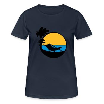 palmen sun silhouette lounge chair chaise de plage url - T-shirt respirant Femme - bleu marine foncé - Devant - AI Model Female 172 light (172cm)