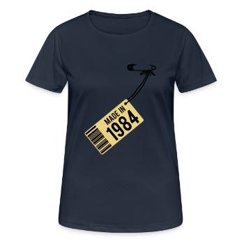 Anniversaire T-shirt 1984 - T-shirt respirant Femme - bleu marine foncé - Devant - AI Model Female 172 light (172cm)
