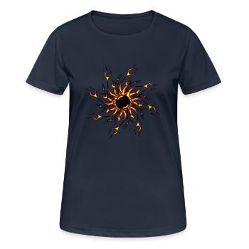 Feuer flammen feuerball - Frauen T-Shirt atmungsaktiv - Dunkelnavy - Vorne - AI Model Female 172 light (172cm)