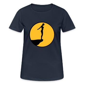 Sauter de la falaise - T-shirt respirant Femme - bleu marine foncé - Devant - AI Model Female 172 light (172cm)