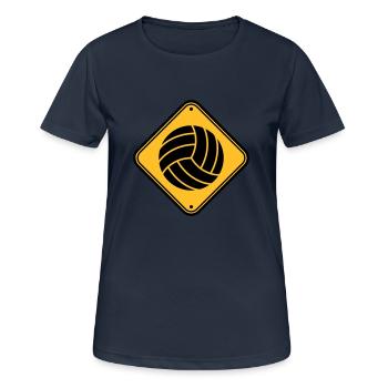 bouclier avertissement danger danger danger volley - T-shirt respirant Femme - bleu marine foncé - Devant - AI Model Female 172 light (172cm)