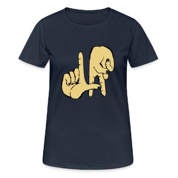 los_angeles_handzeichen_2 - Women's Breathable T-Shirt - dark navy - Front - AI Model Female 172 light (172cm)