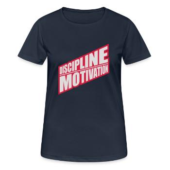 Citation de discipline sur la motivation - T-shirt respirant Femme - bleu marine foncé - Devant - AI Model Female 172 light (172cm)