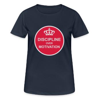 Citation de discipline sur la motivation - T-shirt respirant Femme - bleu marine foncé - Devant - AI Model Female 172 light (172cm)