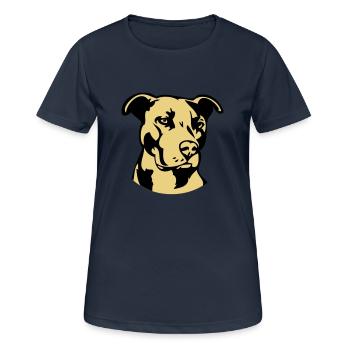 Pitbull zweifarbig - Hund Kampfhund - Frauen T-Shirt atmungsaktiv - Dunkelnavy - Vorne - AI Model Female 172 light (172cm)