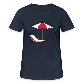 schirm sonnenschirm liegestuhl strandstuhl urlaub - Frauen T-Shirt atmungsaktiv - Dunkelnavy - Vorne - AI Model Female 172 light (172cm)