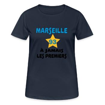 Marseille à jamais les premiers - Women's Breathable T-Shirt - dark navy - Front - AI Model Female 172 light (172cm)