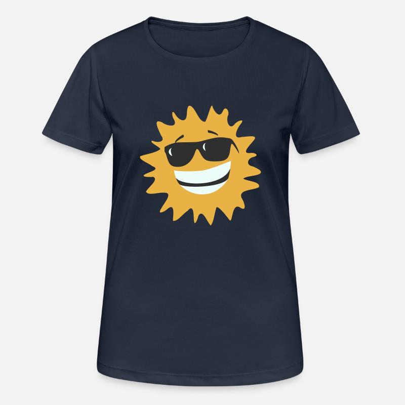 sun with glasses - Women's Breathable T-Shirt - dark navy