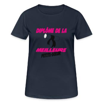 Diplom der besten KLEINEN SCHWESTER - Frauen T-Shirt atmungsaktiv - Dunkelnavy - Vorne - AI Model Female 172 light (172cm)