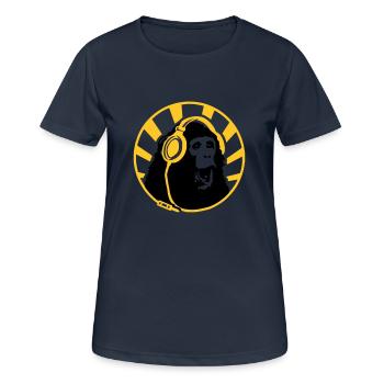 Monkey with Headphones - Frauen T-Shirt atmungsaktiv - Dunkelnavy - Vorne - AI Model Female 172 light (172cm)