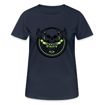 hardRock oldschool - Frauen T-Shirt atmungsaktiv - Dunkelnavy - Vorne - AI Model Female 172 light (172cm)