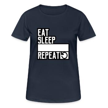 logo eat sleep repeat wiederholen taeglich essen s - Frauen T-Shirt atmungsaktiv - Dunkelnavy - Vorne - AI Model Female 172 light (172cm)
