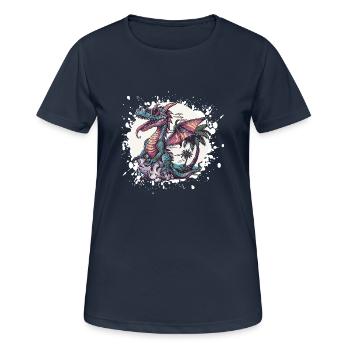 Vacances d’été du Dragon - T-shirt respirant Femme - bleu marine foncé - Devant - AI Model Female 172 light (172cm)