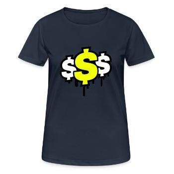 Symbole du dollar - T-shirt respirant Femme - bleu marine foncé - Devant - AI Model Female 172 light (172cm)