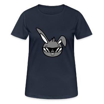Hase Sonnenbrille Cool Hasenzähne Kaninchen Lustig - Frauen T-Shirt atmungsaktiv - Dunkelnavy - Vorne - AI Model Female 172 light (172cm)