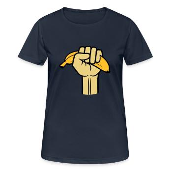 faust banane fruits délicieux faim manger saine main - T-shirt respirant Femme - bleu marine foncé - Devant - AI Model Female 172 light (172cm)