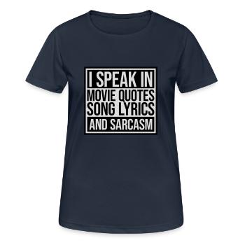 speak lyrics and sarcasm - Women's Breathable T-Shirt - dark navy - Front - AI Model Female 172 light (172cm)