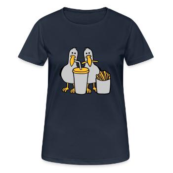 Fast-food mouettes volées - T-shirt respirant Femme - bleu marine foncé - Devant - AI Model Female 172 light (172cm)
