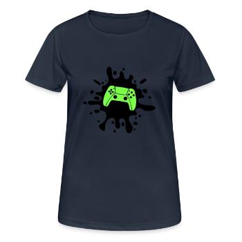 gamer gamepad klecks - Frauen T-Shirt atmungsaktiv - Dunkelnavy - Vorne - AI Model Female 172 light (172cm)