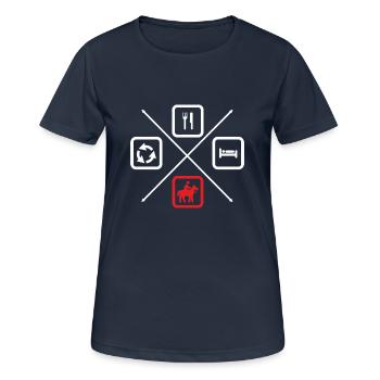 Le cycle de vie d’un cavalier,cavalier, équitation - T-shirt respirant Femme - bleu marine foncé - Devant - AI Model Female 172 light (172cm)