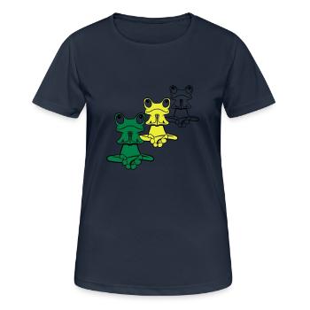 Relaxation de grenouille yoga méditation - T-shirt respirant Femme - bleu marine foncé - Devant - AI Model Female 172 light (172cm)