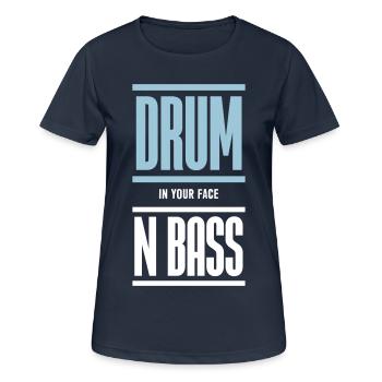 Drum and Bass Techno Music DJ - Women's Breathable T-Shirt - dark navy - Front - AI Model Female 172 light (172cm)