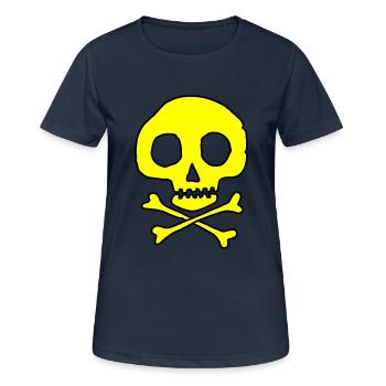 Crâne et os - T-shirt respirant Femme - bleu marine foncé - Devant - AI Model Female 172 light (172cm)