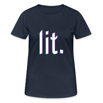 lit. design glitch - Frauen T-Shirt atmungsaktiv - Dunkelnavy - Vorne - AI Model Female 172 light (172cm)