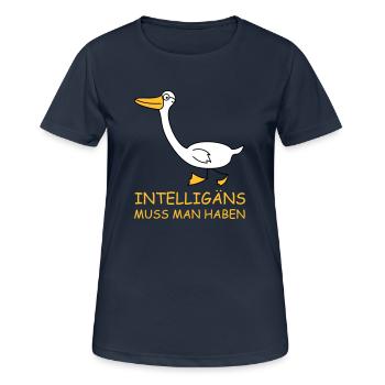 Intelligente Gans (b) - Frauen T-Shirt atmungsaktiv - Dunkelnavy - Vorne - AI Model Female 172 light (172cm)
