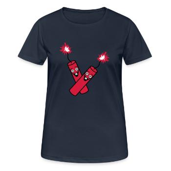 verrueckt 2 freunde team paar party kracher gesich - Frauen T-Shirt atmungsaktiv - Dunkelnavy - Vorne - AI Model Female 172 light (172cm)