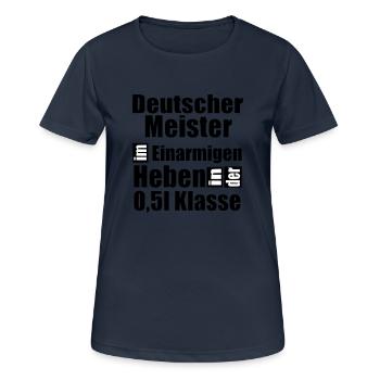 Deutscher Meister Heben 0 5l Klasse Statement Bier - Frauen T-Shirt atmungsaktiv - Dunkelnavy - Vorne - AI Model Female 172 light (172cm)