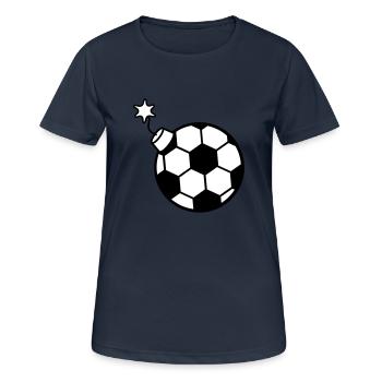 ball fussball spielen verein sport tor schiessen k - Frauen T-Shirt atmungsaktiv - Dunkelnavy - Vorne - AI Model Female 172 light (172cm)