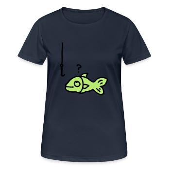 Fisch Angelhaken - Frauen T-Shirt atmungsaktiv - Dunkelnavy - Vorne - AI Model Female 172 light (172cm)