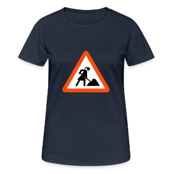 Woman on Building Site - Women's Breathable T-Shirt - dark navy - Front - AI Model Female 172 light (172cm)