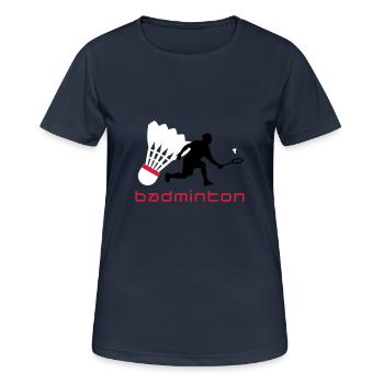 badminton_022011_y_3c - Frauen T-Shirt atmungsaktiv - Dunkelnavy - Vorne - AI Model Female 172 light (172cm)