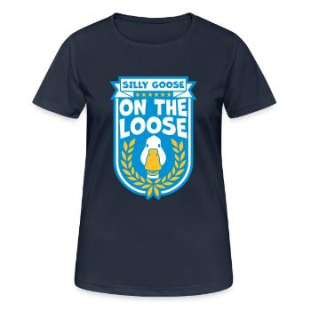 goose on the loose - Women's Breathable T-Shirt - dark navy - Front - AI Model Female 172 light (172cm)