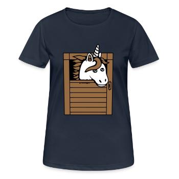 Licorne Cheval Cheval Écurie Poney Cheval Peeps Mignon - T-shirt respirant Femme - bleu marine foncé - Devant - AI Model Female 172 light (172cm)