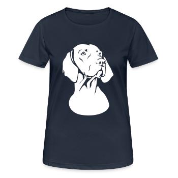 Magyar Viszla / Ungarisch Kurzhaar - Frauen T-Shirt atmungsaktiv - Dunkelnavy - Vorne - AI Model Female 172 light (172cm)