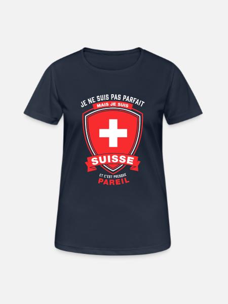 SUISSE et presque parfait - T-shirt respirant Femme - bleu marine foncé